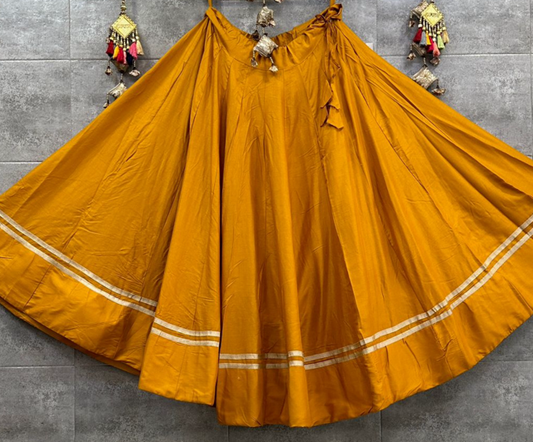 Flared Yellow Cotton Skirt
