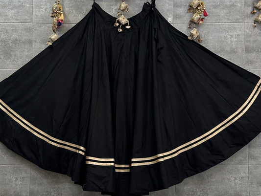Flared Black Cotton Skirt