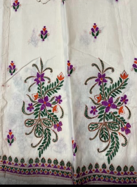 Kantha Cotton White Wrap Skirt