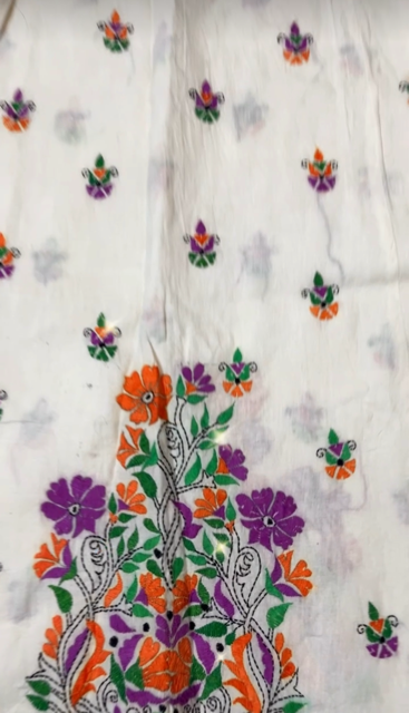 Kantha Cotton White Wrap Skirt