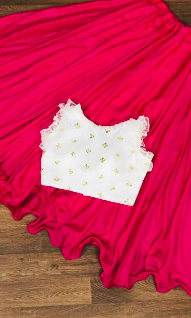 Flared Fuchsia Chiffon Kerry Indian Skirt