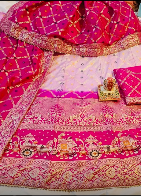 Banarasi Dolo Silk Pink Wedding Lehenga