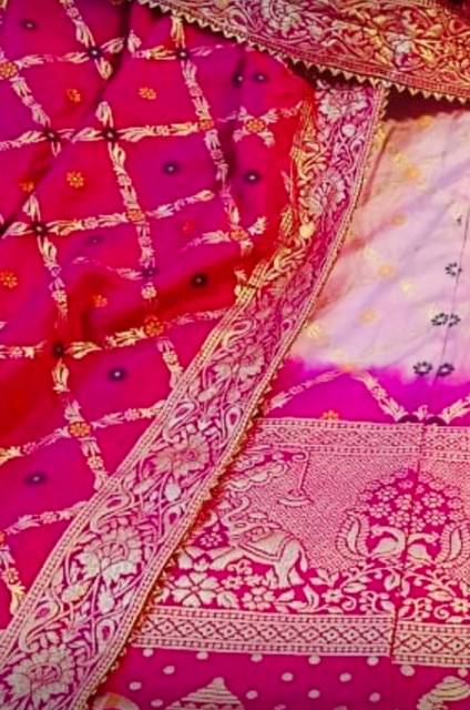Banarasi Dolo Silk Pink Wedding Lehenga