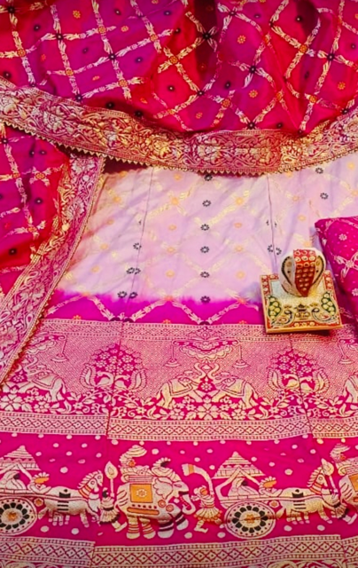 Banarasi Dolo Silk Pink Wedding Lehenga
