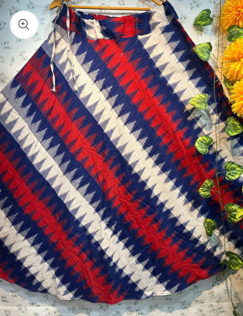 Ikat Cotton Blue White Skirt