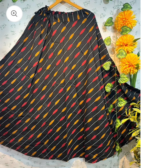 Ikat Cotton Black Skirt