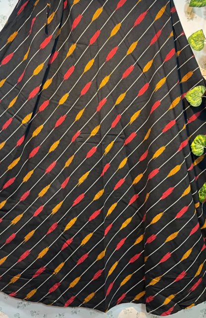 Ikat Cotton Black Skirt