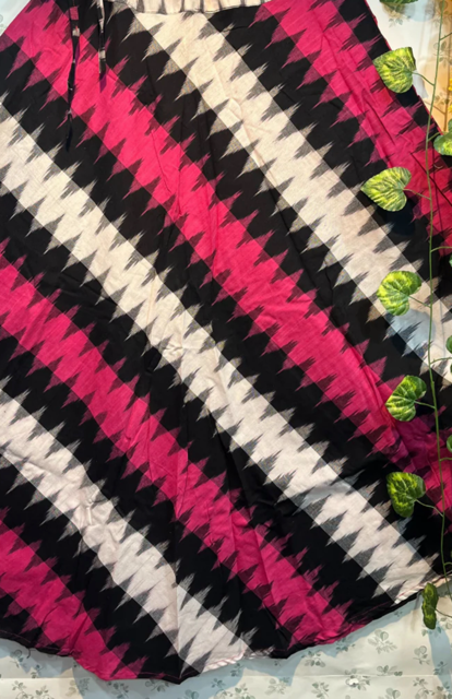 Ikat Cotton Pink Black Skirt