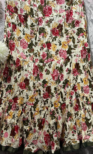 Jaipuri White Cotton Indian Skirt