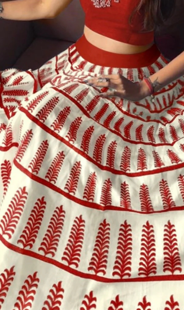 Bangalori Satin Silk Red Indian Skirt