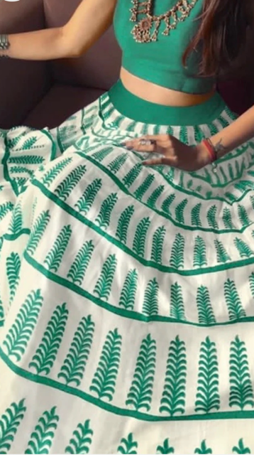 Bangalori Satin Silk Green Indian Skirt
