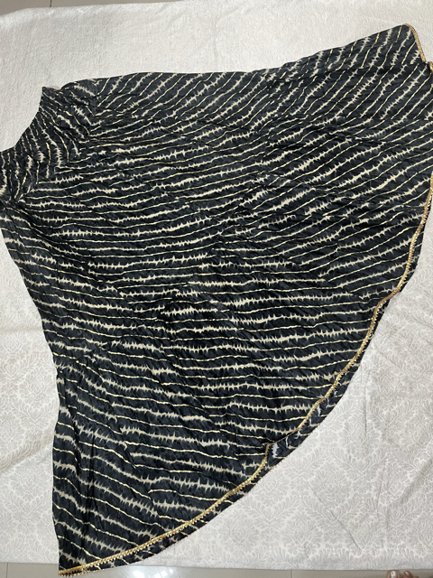 Black Rayon Leher Skirt