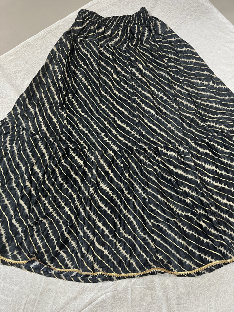 Black Rayon Leher Skirt