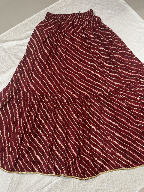 Red Rayon Leher Skirt