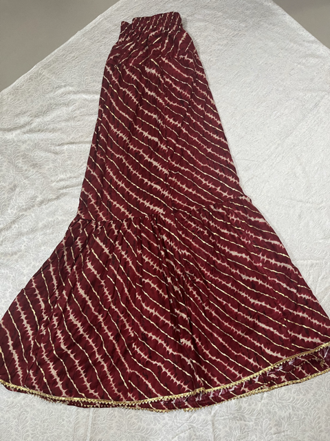 Red Rayon Leher Skirt