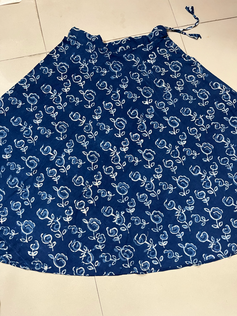 Ajrakh Indigo Champa Cotton Indian Skirt