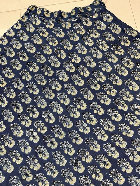 Ajrakh Indigo Block Print Cotton Skirt