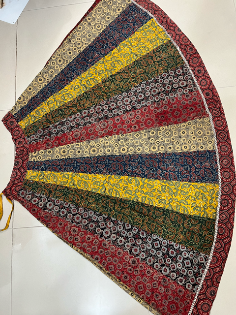 Ajrakh Multicolor Cotton Panel Skirt