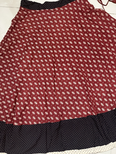 Ajrakh Block Print Maroon Cotton Skirt
