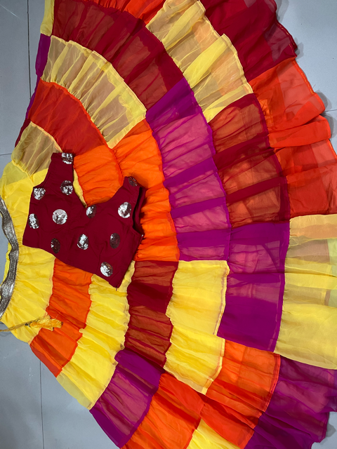 Yellow vibrant Vaishali Georgette Skirt Set