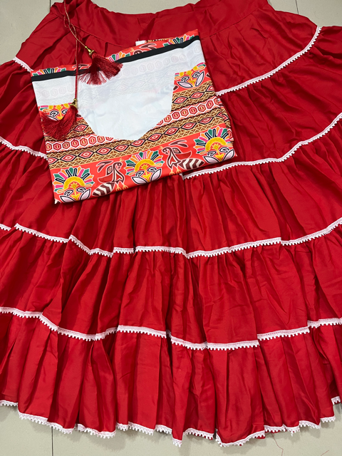 Flared Red Tiered Skirt