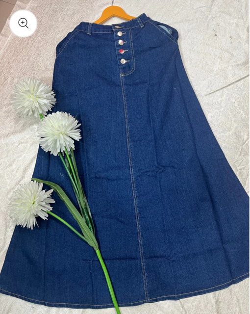 Denim Navy Blue Long Skirt