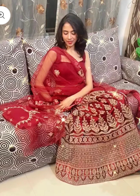 Maroon Mauli Net Indian Lehenga