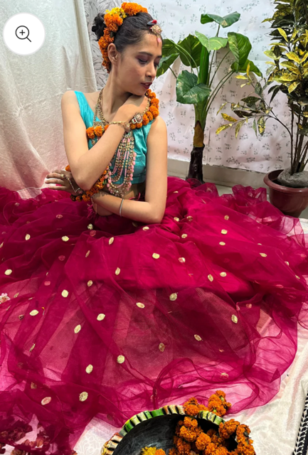 Fuchsia Manya Net Lehenga