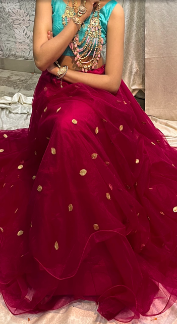 Fuchsia Manya Net Lehenga