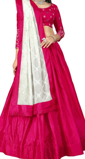 Magenta Silky Silk Wedding Lehenga