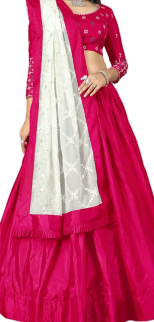 Magenta Silky Silk Wedding Lehenga