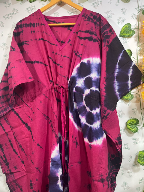 Block Print Cotton Fuchsia Kaftan