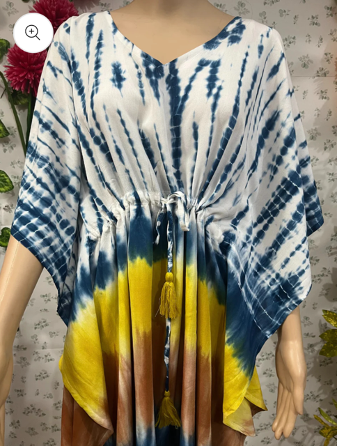 Tie Die Rayon Kurti Kaftan