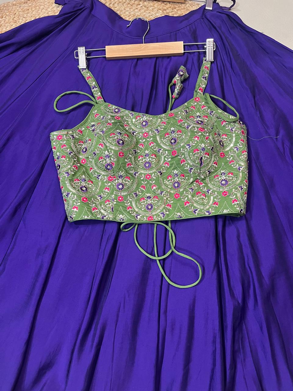 Purple Pari Roman Silk Lehenga Choli