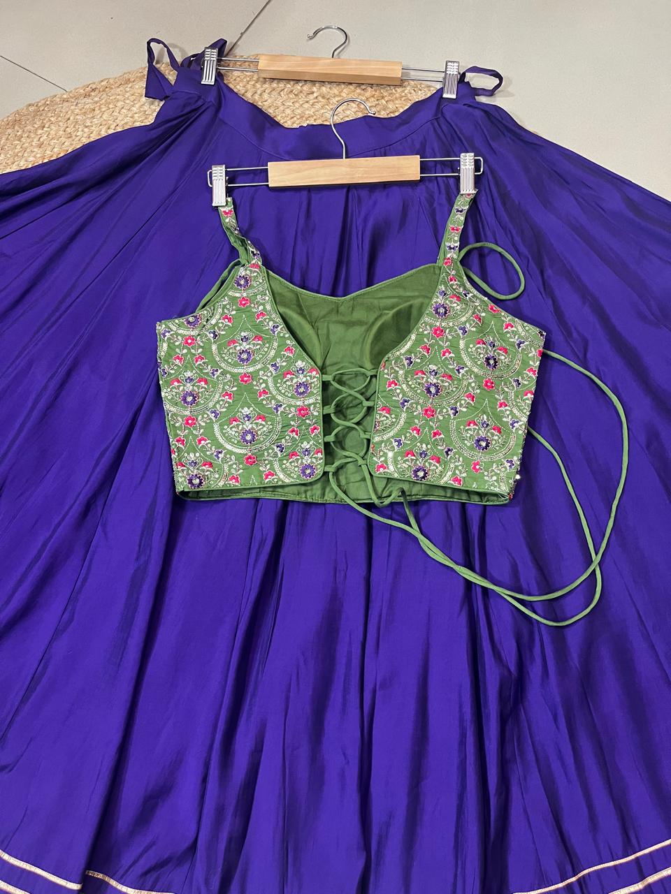 Purple Pari Roman Silk Lehenga Choli