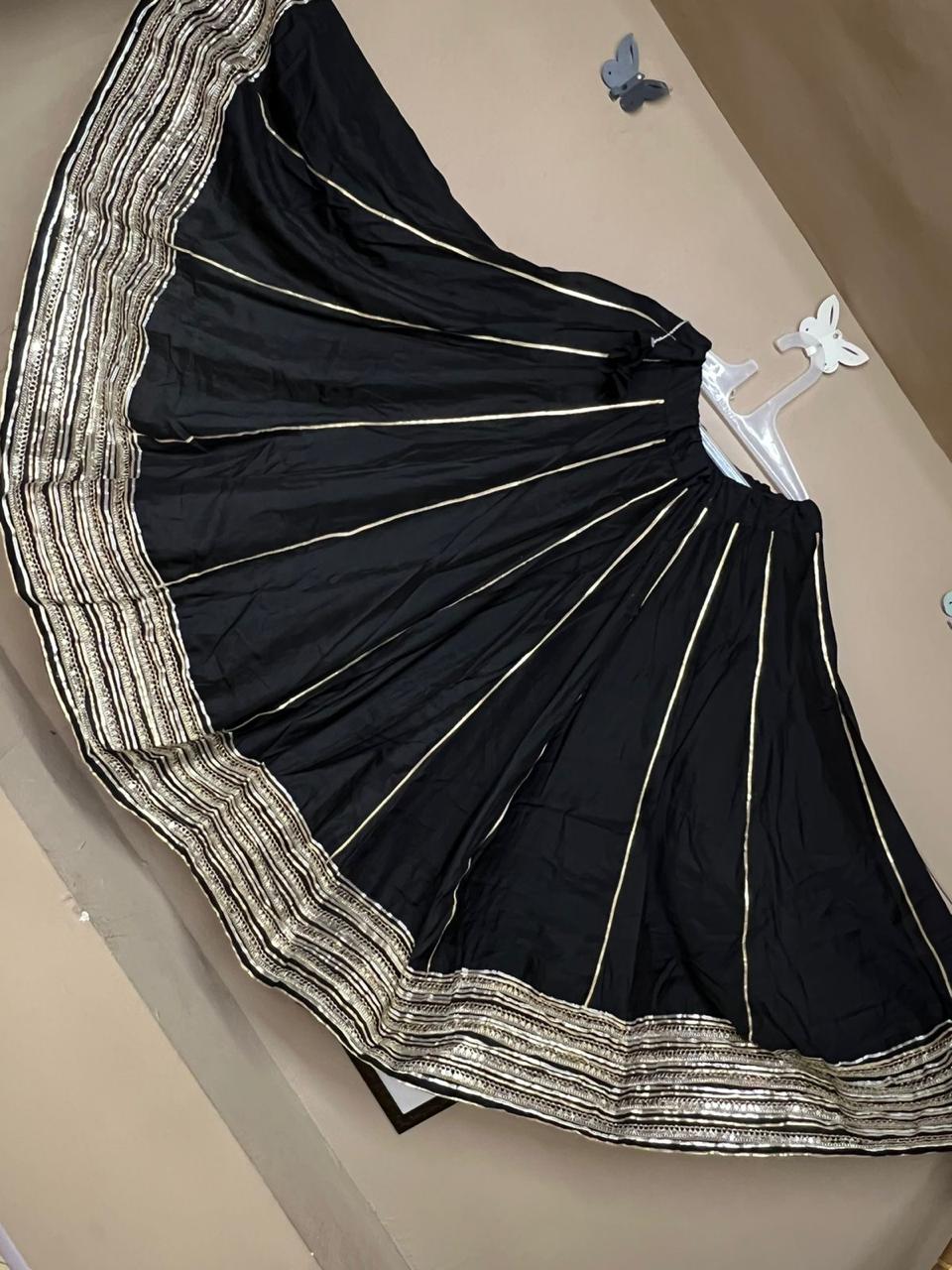 Garba Black Chandrakala Roman Silk Skirt
