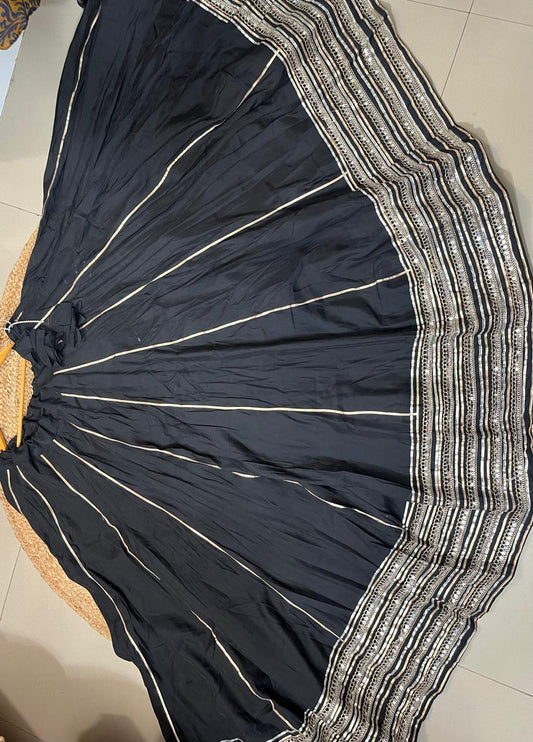 Garba Black Chandrakala Roman Silk Skirt