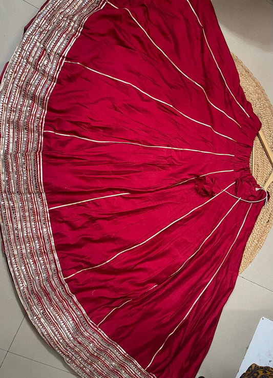 Garba Red Chandrakala Roman Silk Skirt