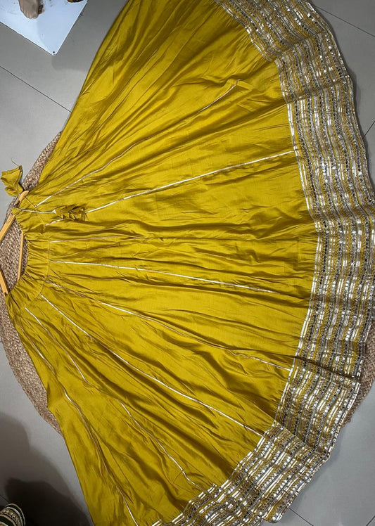 Garba Yellow Chandrakala Roman Silk Skirt