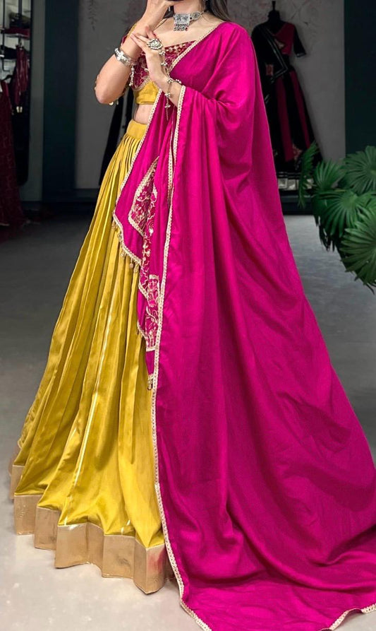 Chanderi Yavnika Yellow Lehenga Choli