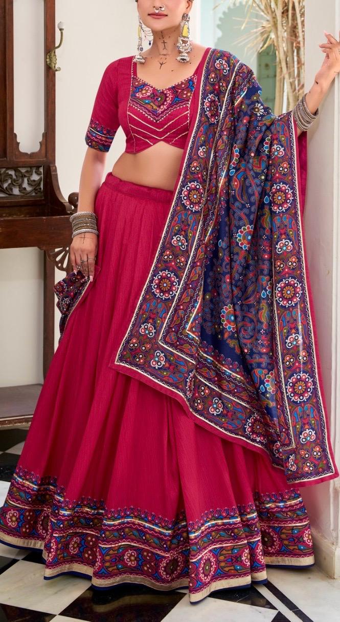 Tussar Silk Tarisha Fuchsia Pink Festive Lehenga Choli