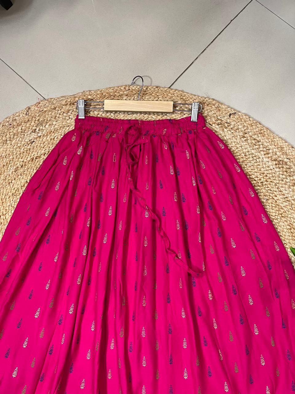 Rayon Fuchsia Purnima Indian Skirt