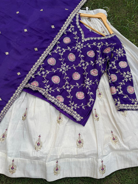Silk Mauli Purple Festive Lehenga Kurti Set