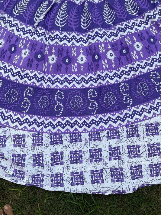 Boho Cotton Printed Purple Indian Skirt