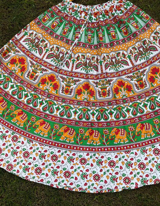 Boho Cotton Printed Multicolor Rini Indian Skirt