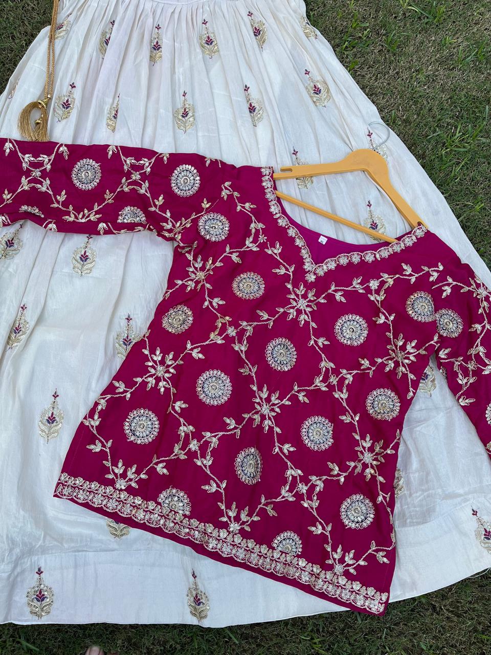 Silk Trisha Fuchsia Festive Lehenga Kurti Set