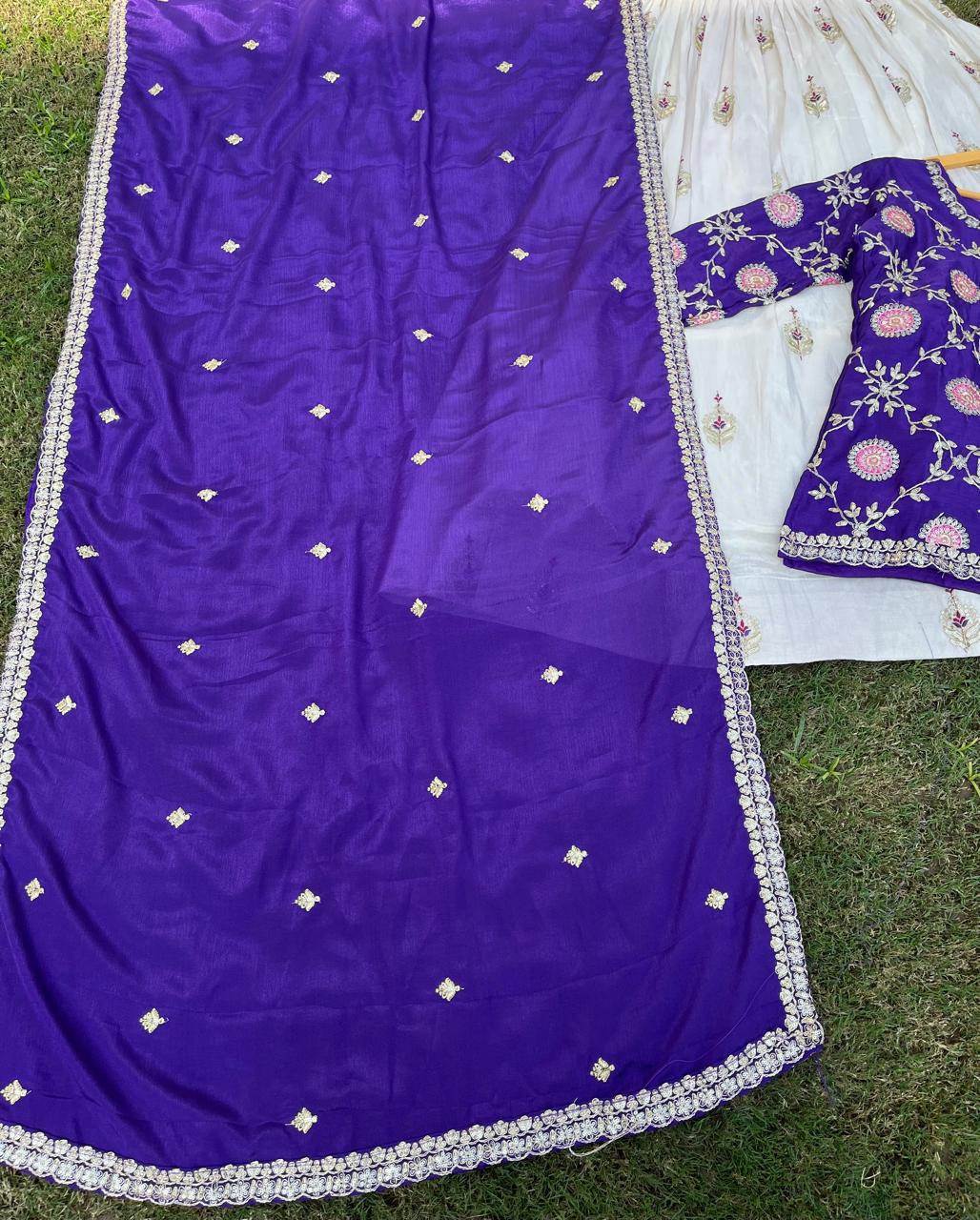Silk Mauli Purple Festive Lehenga Kurti Set