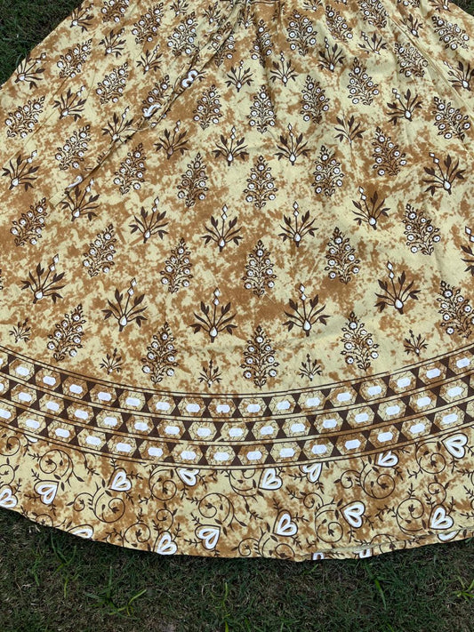 Boho Cotton Printed Yellow Indian Skirt