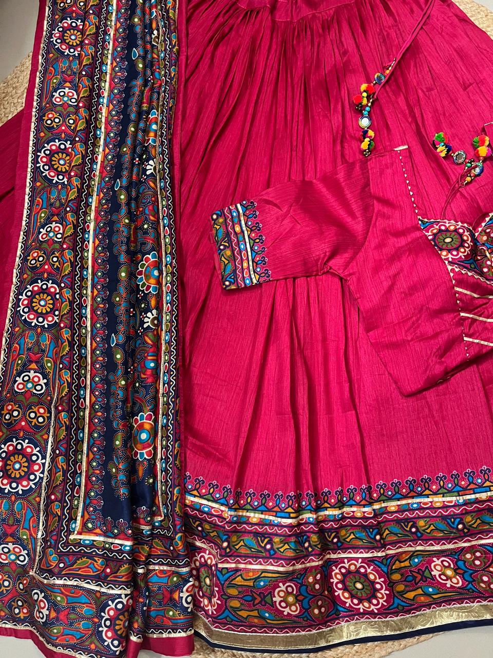 Tussar Silk Tarisha Fuchsia Pink Festive Lehenga Choli