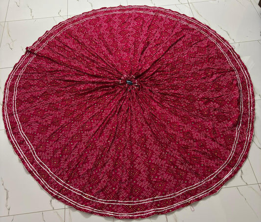 Red Rayon Bandhani Ghagra Indian Skirt